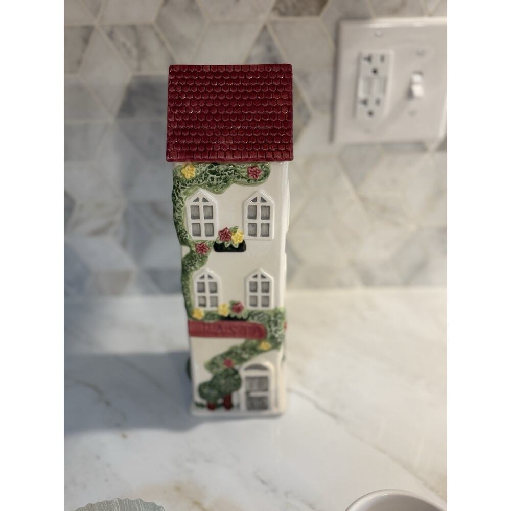 Painted Glass Pasta House Storage Container 12.5”